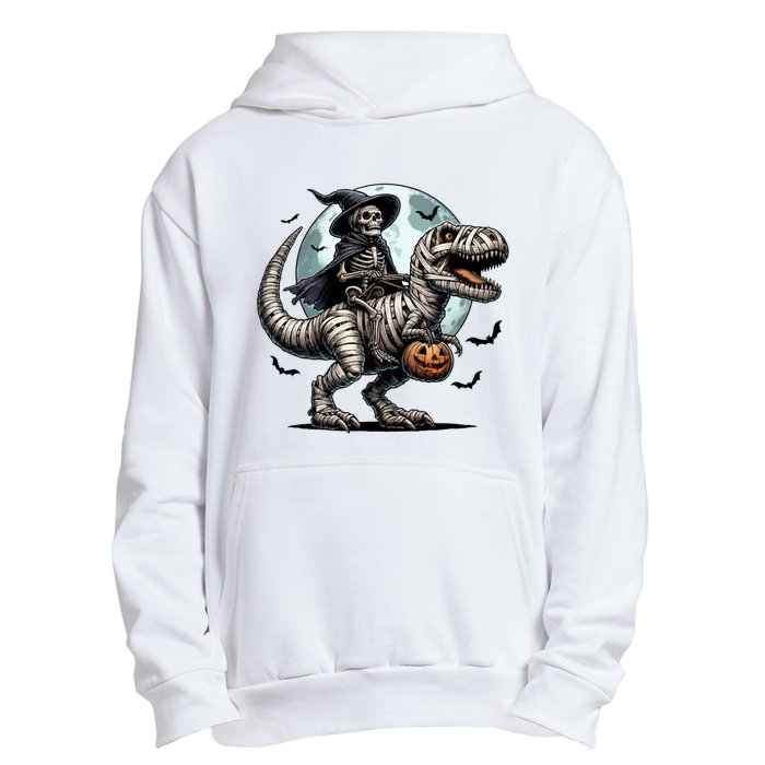 Skeleton Riding A Mummy Dinosaur Trex Urban Pullover Hoodie