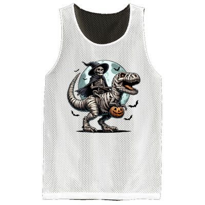 Skeleton Riding A Mummy Dinosaur Trex Mesh Reversible Basketball Jersey Tank