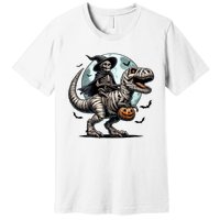 Skeleton Riding A Mummy Dinosaur Trex Premium T-Shirt