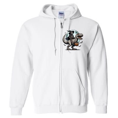 Skeleton Riding A Mummy Dinosaur Trex Full Zip Hoodie