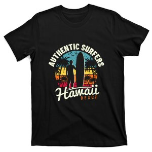 Surfing Retro Authentic Surfers Hawaii Beach Gift T-Shirt