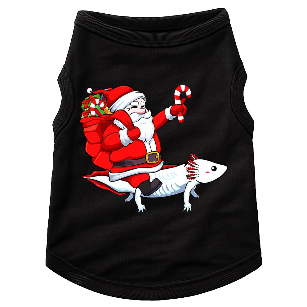 Santa Riding Axolotl Christmas Pajama Gifts Boys Doggie Tank