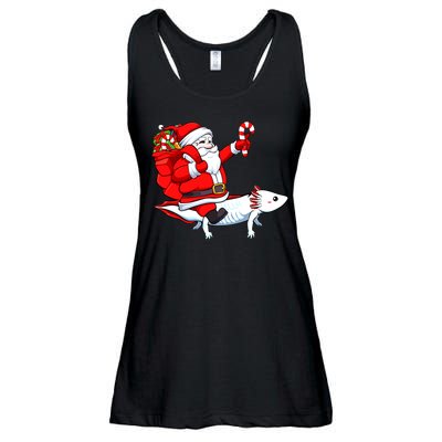 Santa Riding Axolotl Christmas Pajama Gifts Boys Ladies Essential Flowy Tank