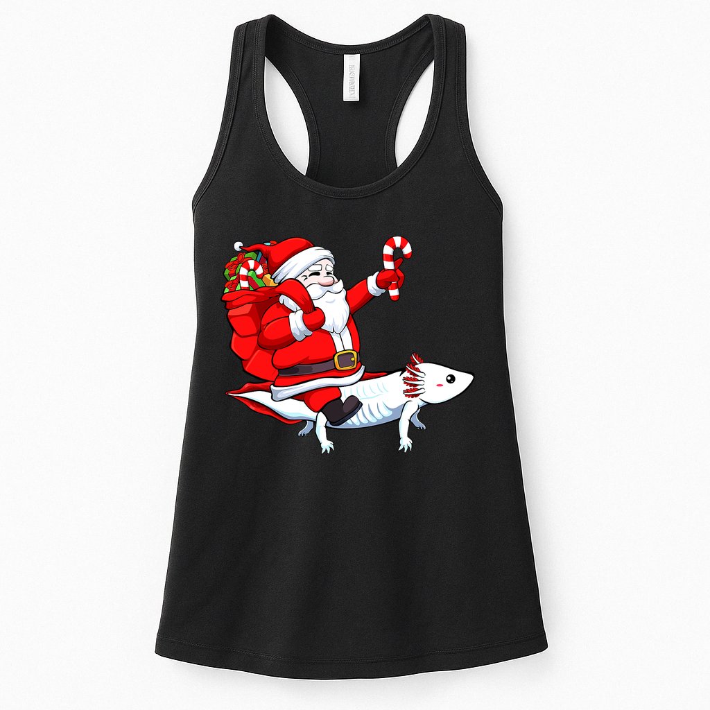 Santa Riding Axolotl Christmas Pajama Gifts Boys Womens Tank Top