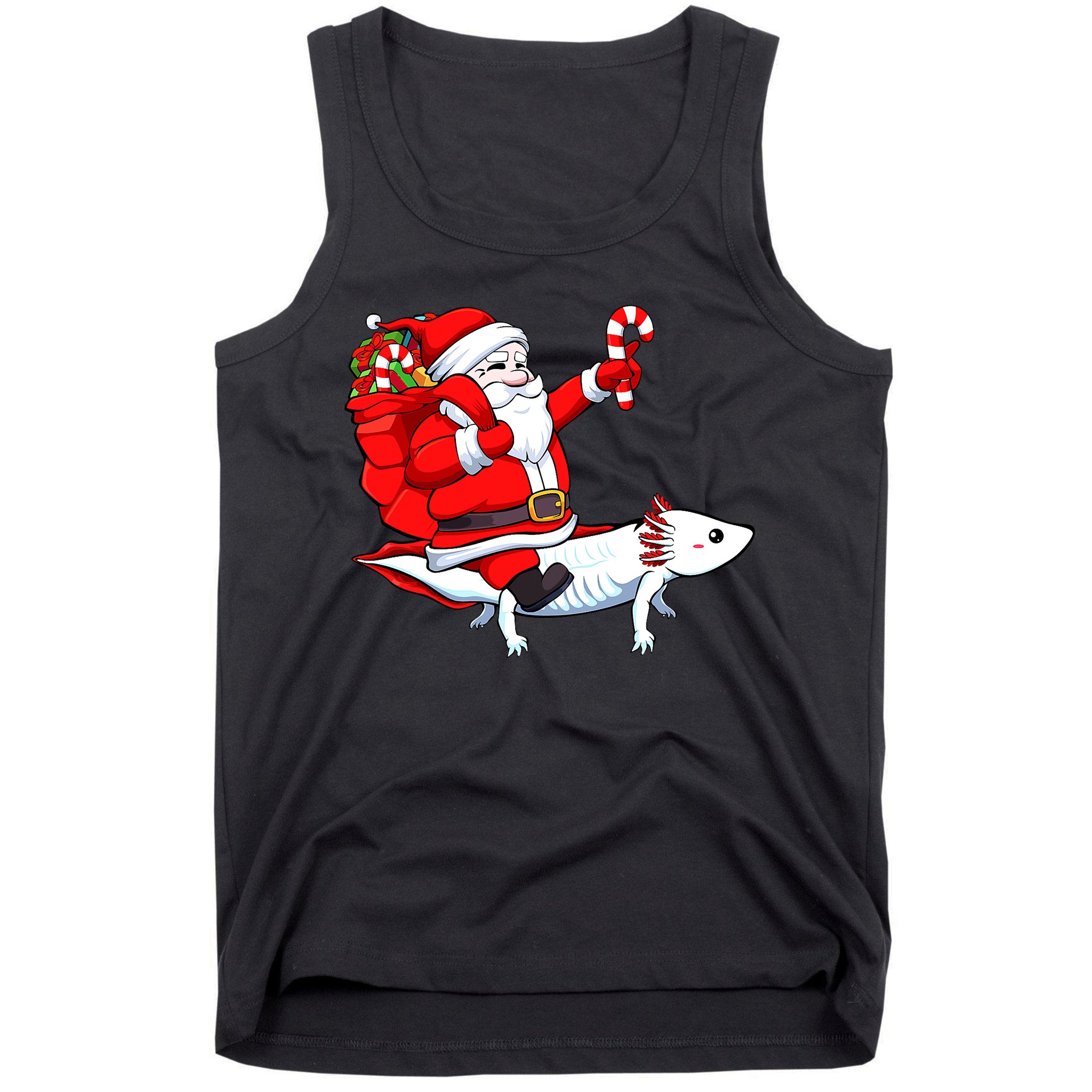 Santa Riding Axolotl Christmas Pajama Gifts Boys Tank Top