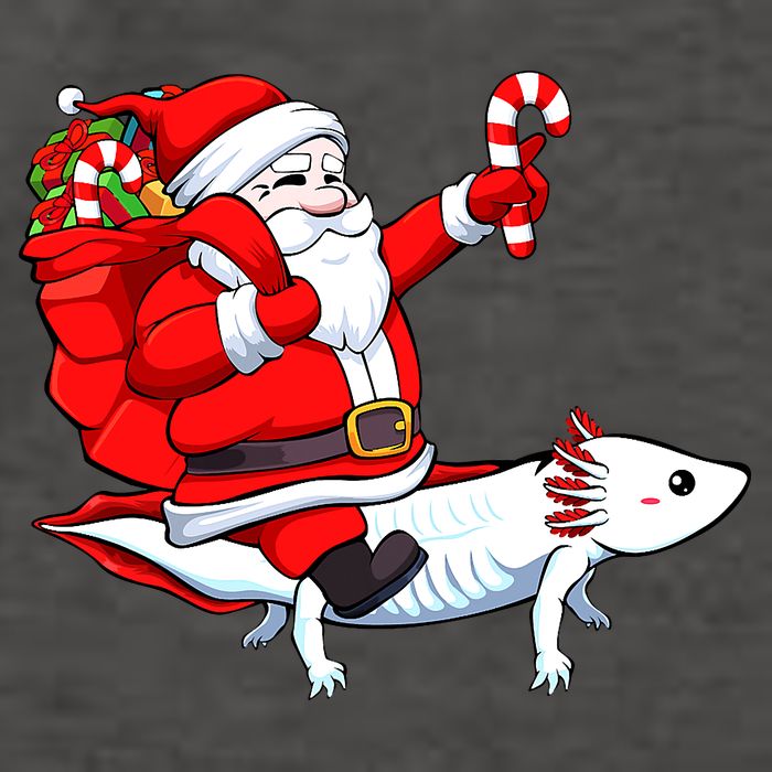 Santa Riding Axolotl Christmas Pajama Gifts Boys Vector Backpack