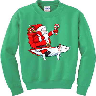 Santa Riding Axolotl Christmas Pajama Gifts Boys Kids Sweatshirt