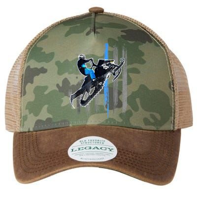 Snowmobile Riding American Flag Legacy Tie Dye Trucker Hat