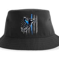 Snowmobile Riding American Flag Sustainable Bucket Hat