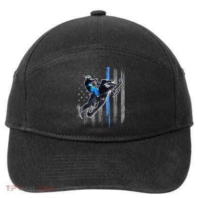 Snowmobile Riding American Flag 7-Panel Snapback Hat
