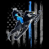 Snowmobile Riding American Flag 7-Panel Snapback Hat