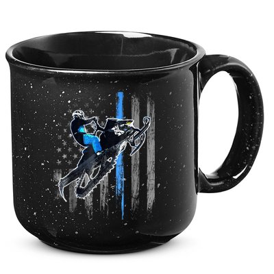 Snowmobile Riding American Flag 15oz Campfire Ceramic Mug