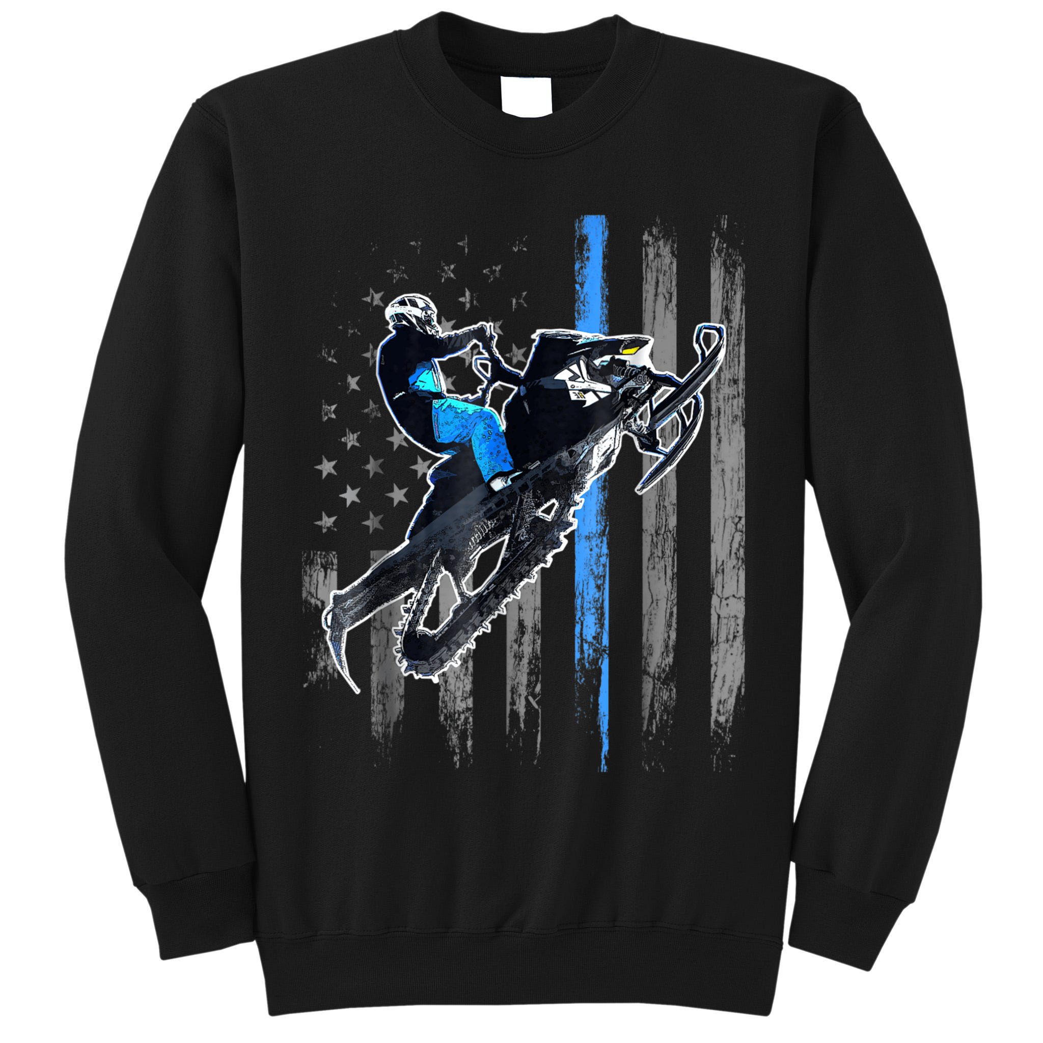 Snowmobile Riding American Flag Tall Sweatshirt