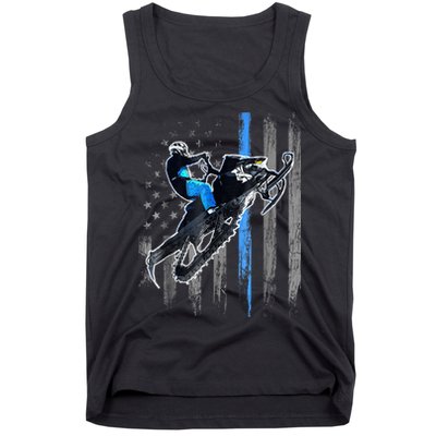 Snowmobile Riding American Flag Tank Top