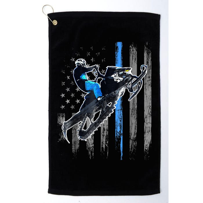 Snowmobile Riding American Flag Golf Towel