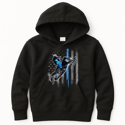 Snowmobile Riding American Flag Kids Hoodie