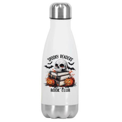 Spooky Reader Book Club Halloween Book Lover Bookworm Stainless Steel Insulated Water Bottle