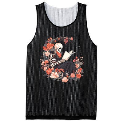 Skeleton Reading Book Lover Floral Flowers Bookish Bookworm Mesh Reversible Basketball Jersey Tank