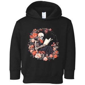 Skeleton Reading Book Lover Floral Flowers Bookish Bookworm Toddler Hoodie