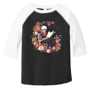 Skeleton Reading Book Lover Floral Flowers Bookish Bookworm Toddler Fine Jersey T-Shirt