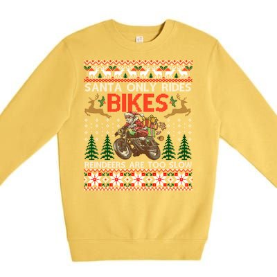 Santa Rides Bikes Christmas Motorcycle Ugly Xmas Sweater Meaningful Gift Premium Crewneck Sweatshirt