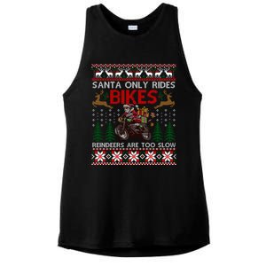 Santa Rides Bikes Christmas Motorcycle Ugly Xmas Sweater Meaningful Gift Ladies PosiCharge Tri-Blend Wicking Tank