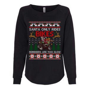 Santa Rides Bikes Christmas Motorcycle Ugly Xmas Sweater Meaningful Gift Womens California Wash Sweatshirt