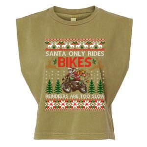 Santa Rides Bikes Christmas Motorcycle Ugly Xmas Sweater Meaningful Gift Garment-Dyed Women's Muscle Tee