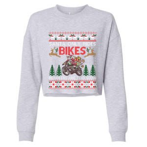 Santa Rides Bikes Christmas Motorcycle Ugly Xmas Sweater Meaningful Gift Cropped Pullover Crew