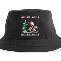 Santa Riding Beagle Dog Tree Lighting Christmas Pajama Sustainable Bucket Hat