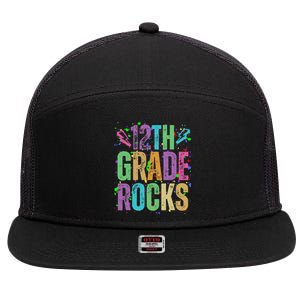 School Rocks Back To School Rockin 12th Grade Rocks 7 Panel Mesh Trucker Snapback Hat