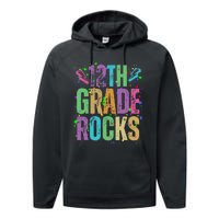 School Rocks Back To School Rockin 12th Grade Rocks Performance Fleece Hoodie