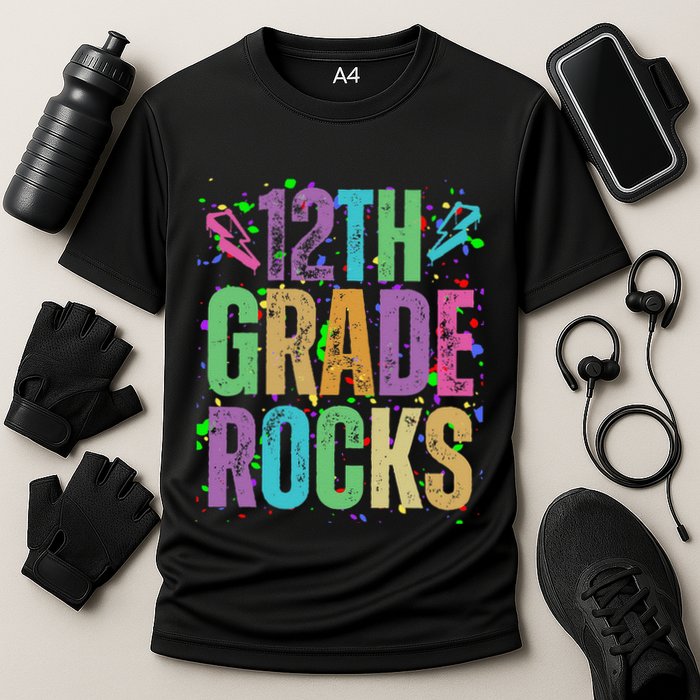 School Rocks Back To School Rockin 12th Grade Rocks Cooling Performance Crew T-Shirt