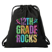 School Rocks Back To School Rockin 12th Grade Rocks Drawstring Bag