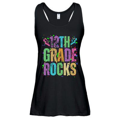 School Rocks Back To School Rockin 12th Grade Rocks Ladies Essential Flowy Tank