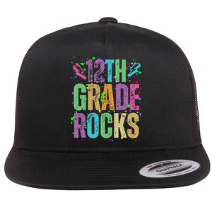 School Rocks Back To School Rockin 12th Grade Rocks Flat Bill Trucker Hat