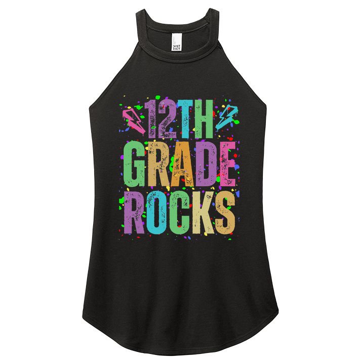 School Rocks Back To School Rockin 12th Grade Rocks Women's Perfect Tri Rocker Tank