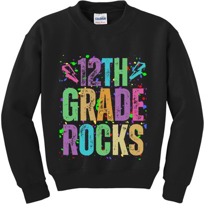 School Rocks Back To School Rockin 12th Grade Rocks Kids Sweatshirt