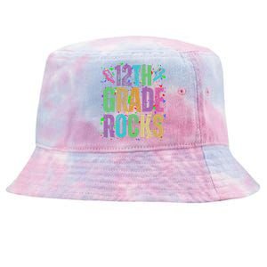 School Rocks Back To School Rockin 12th Grade Rocks Tie-Dyed Bucket Hat