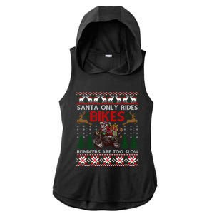 Santa Rides Bikes Christmas Motorcycle Ugly Xmas Cute Gift Ladies PosiCharge Tri-Blend Wicking Draft Hoodie Tank