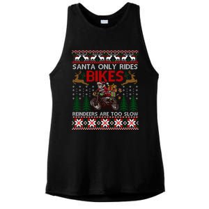 Santa Rides Bikes Christmas Motorcycle Ugly Xmas Cute Gift Ladies PosiCharge Tri-Blend Wicking Tank