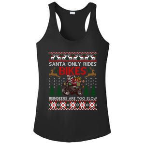 Santa Rides Bikes Christmas Motorcycle Ugly Xmas Cute Gift Ladies PosiCharge Competitor Racerback Tank