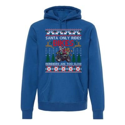 Santa Rides Bikes Christmas Motorcycle Ugly Xmas Cute Gift Premium Hoodie