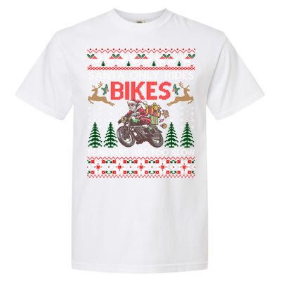 Santa Rides Bikes Christmas Motorcycle Ugly Xmas Cute Gift Garment-Dyed Heavyweight T-Shirt