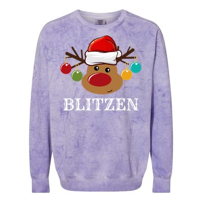 Santa Reindeer Blitzen Xmas Group Costume Colorblast Crewneck Sweatshirt