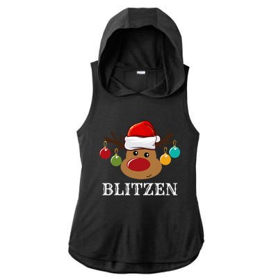 Santa Reindeer Blitzen Xmas Group Costume Ladies PosiCharge Tri-Blend Wicking Draft Hoodie Tank