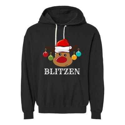 Santa Reindeer Blitzen Xmas Group Costume Garment-Dyed Fleece Hoodie