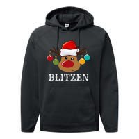 Santa Reindeer Blitzen Xmas Group Costume Performance Fleece Hoodie