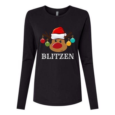 Santa Reindeer Blitzen Xmas Group Costume Womens Cotton Relaxed Long Sleeve T-Shirt