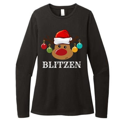 Santa Reindeer Blitzen Xmas Group Costume Womens CVC Long Sleeve Shirt